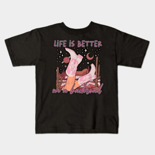 Life Is Better On A Backroad Desert Cactus Mountain Boots Kids T-Shirt